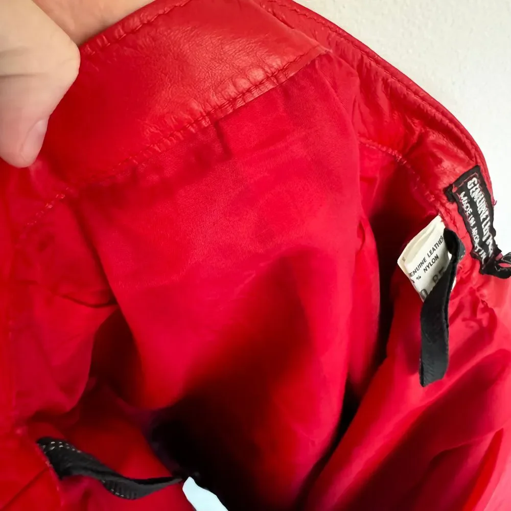 Vintage Red Leather Pencil‎ Skirt Size 7/8 High Waist Moto Y2K Mob Wife 80's - Picture 13 of 13